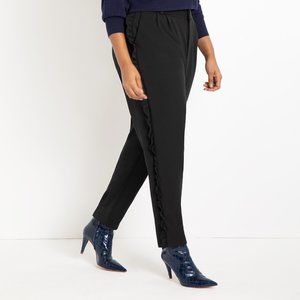 Eloquii Slim Pant with Side Ruffle Detail